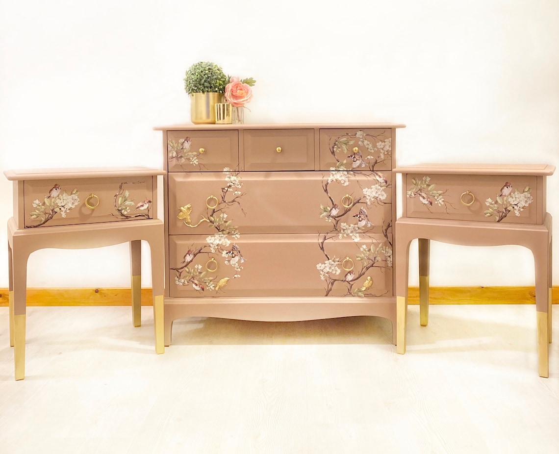 Stag Bedroom Furniture Bedside and Chest of Drawers Etsy UK