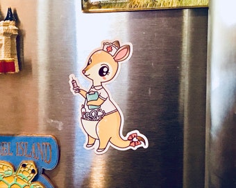 Kangaroo Nurse Fridge Magnet, car magnet with cute packaging, great gift for nurses