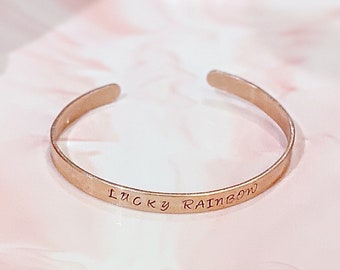 Personalisierte Kupfer Stacking Armreif: Hand gestempelt Minimalist Armreif