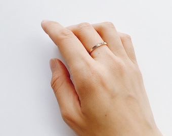 Hammered 14k Gold Filled Stacking Ring: Thin Midi Ring