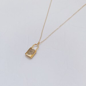 Gold Lock Necklace, Lock Pendant Necklace, Lock layering Necklace, Dainty Gold Padlock Necklace Gift