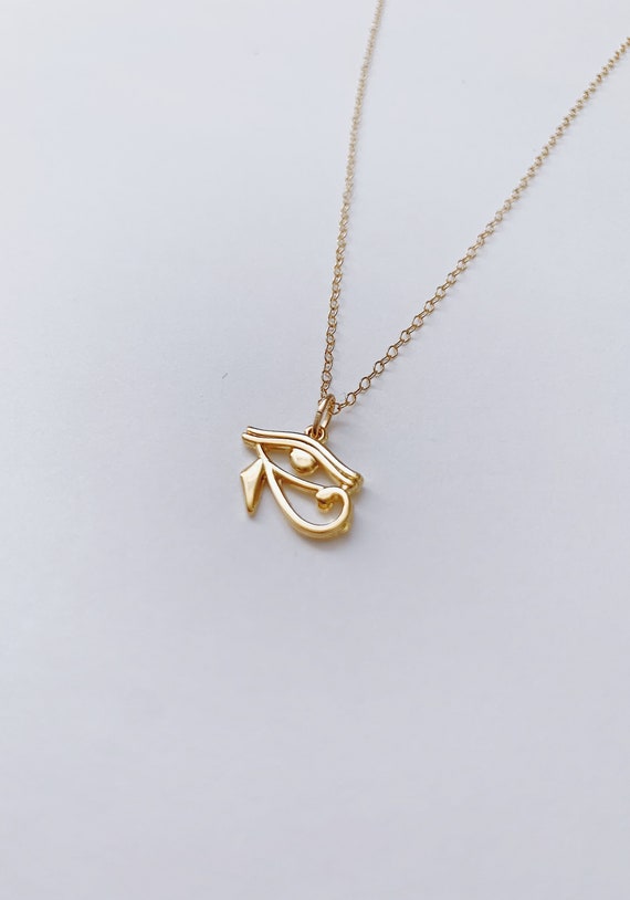 thumbnail image 2 of Egyptian Eye Of Horus Pendant Necklace – Stainless Steel, Blue Glass, 24" Lobster Chain 2 of 6