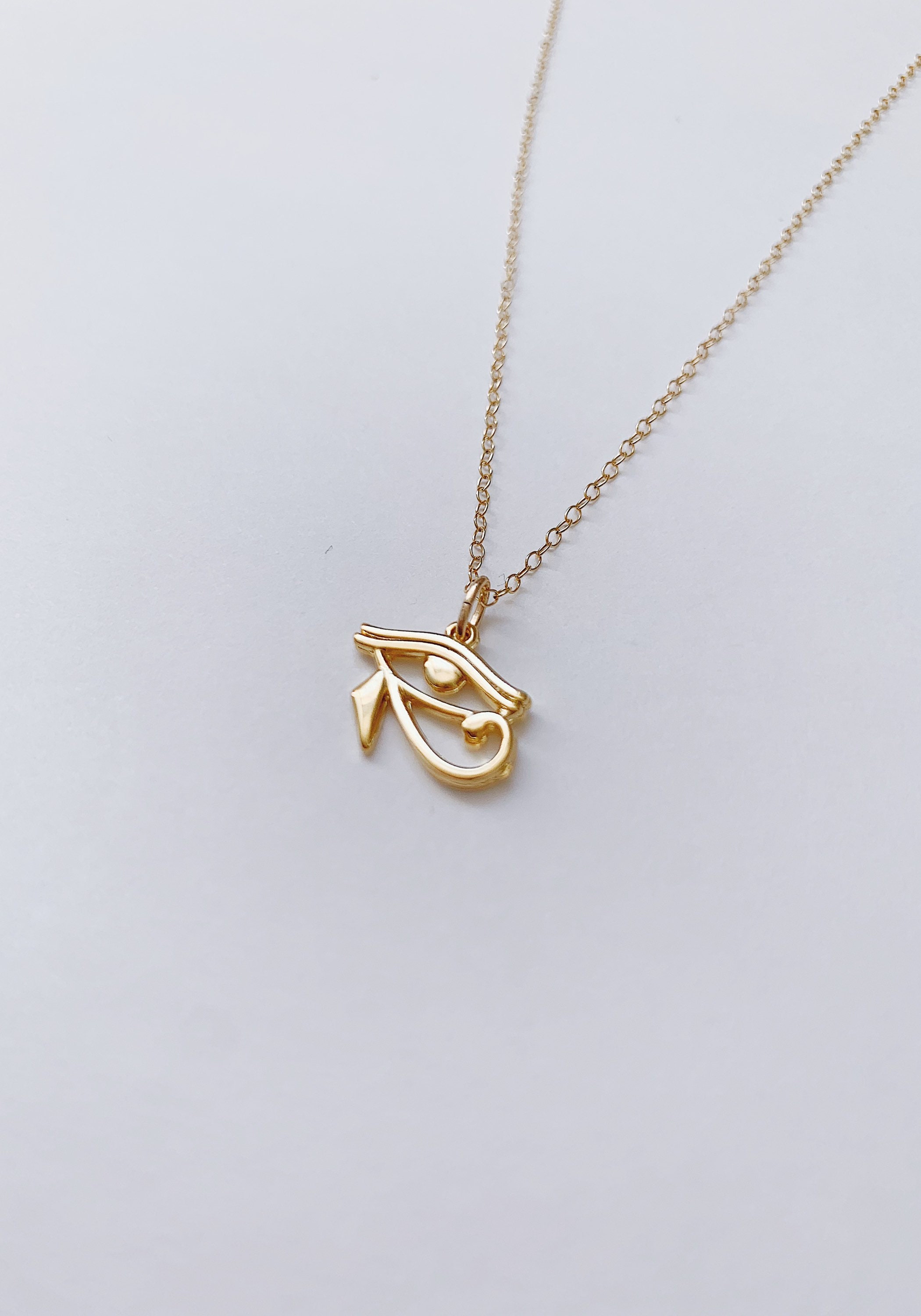 24k Gold Egyptian Eye Charm Necklace Gold Evil Eye Necklace 