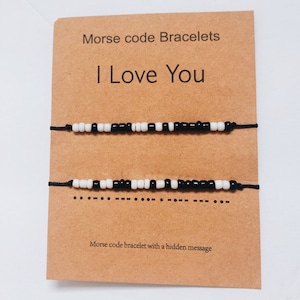 Morse Code - I Love You Bracelet | Handmade Beads String Rope Bracelet | Secret Message Morse Code Bracelet | Unisex Note Bracelet