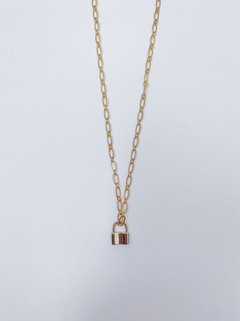 Lock Chain Necklace Dainty Gold Lock Necklace Lock Chain Layering Necklace Lock Paperclip Chain Necklace Lock Chain Link Necklace