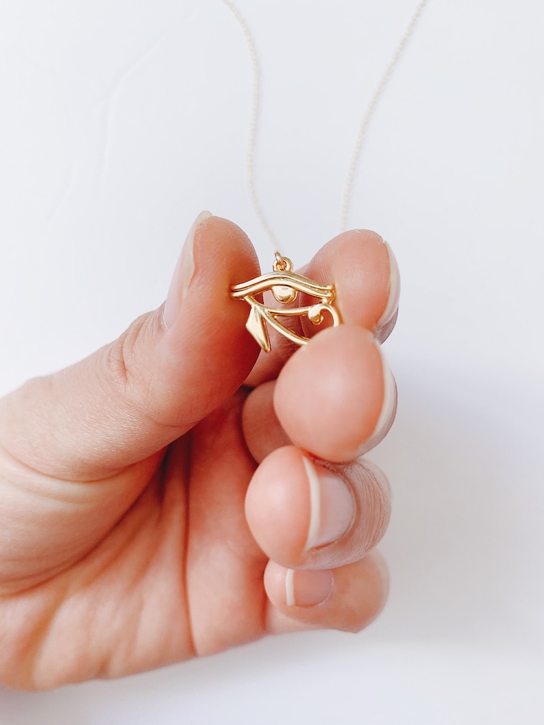 24k Gold Egyptian Eye Charm Necklace Gold Evil Eye Necklace Etsy