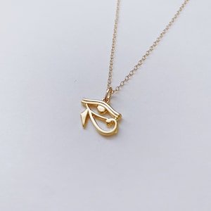 24k Gold Egyptian Eye Charm Necklace, Gold Evil Eye Necklace, Gold Eye of Horus Protection Necklace,Dainty Necklace, Delicate Jewelry