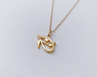 24k Gold Eye of Horus Necklace: Egyptian Protection Jewelry