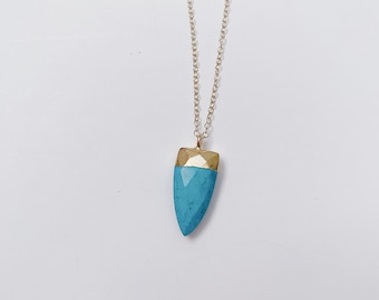 Turquoise Spike Pendant Necklace: 14k Gold Filled Boho Jewelry