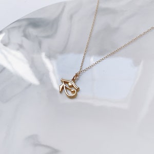 24k Gold Egyptian Eye Charm Necklace, Gold Filled Evil Eye Necklace, Gold Eye of Horus Protection Necklace,Dainty Necklace, Delicate Jewelry