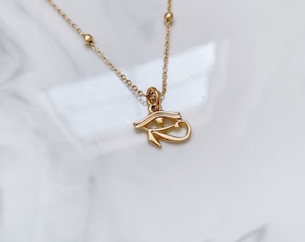 24-karaats gouden Egyptische oog van Horus-ketting: sierlijke bedelhanger