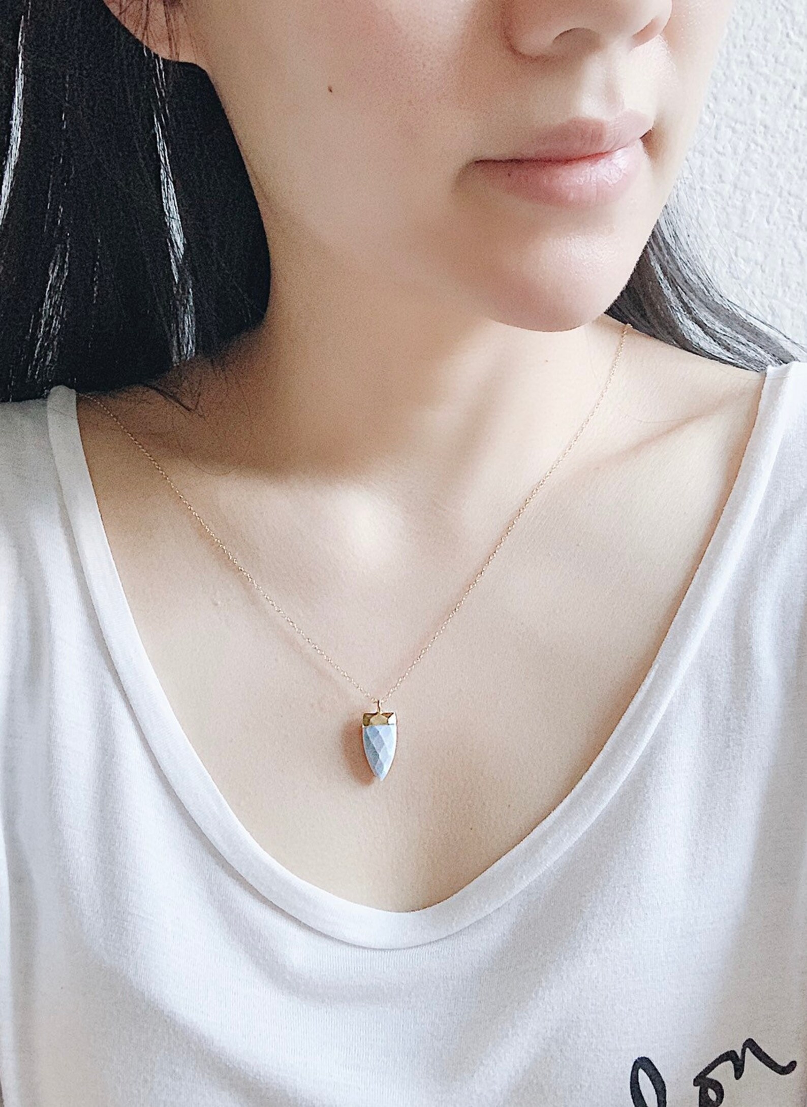 Ombre Blue Opal Gold Necklace Pastel Gemstone Pendant Blue | Etsy