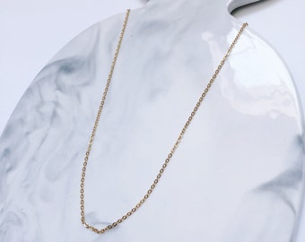 Gold plated chain, Plain gold chain necklace, Lobster Clasp, Shimmering 17.5in or 19in