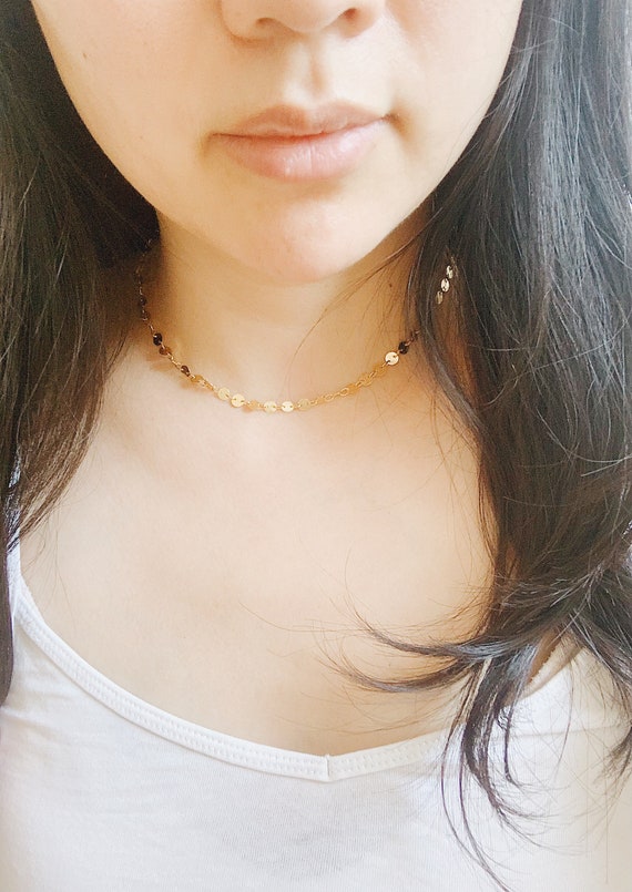 sequin choker top