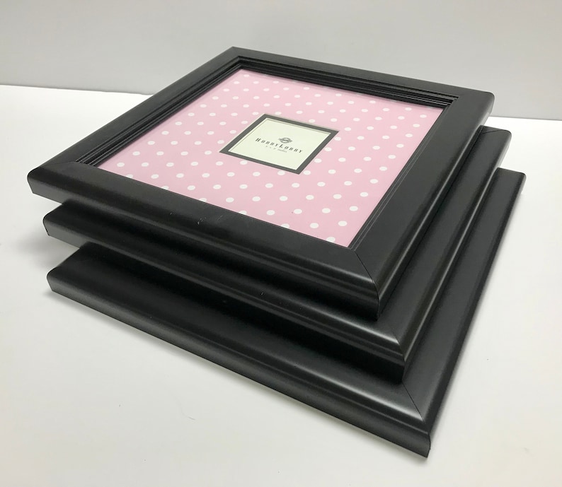 9x9-black-beveled-picture-frames-set-of-3-glass-mat-etsy