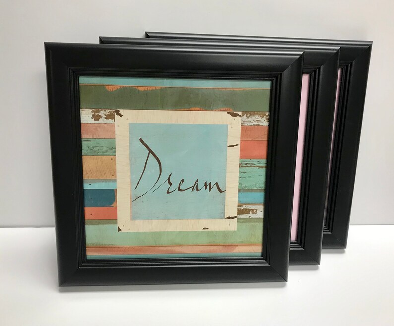 9x9 Black Beveled Picture Frames Set of 3 Glass & Mat Etsy