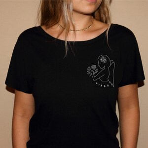 Camiseta minimalista de Virgem: design geométrico do zodíaco