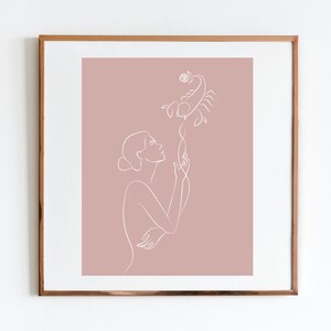 Scorpio Zodiac Art, Scorpio Line Art Drawing, Astrology Home Decor, Minimalist Modern Wall Art, Neutral Colors Boho, Female Body Outline image 4