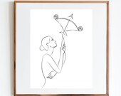 Sagittarius Woman Line Art Print: Minimalist Zodiac Poster (Digital Download)