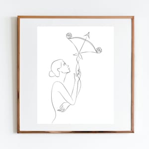 Black & White Sagittarius Zodiac Art, Sagittarius Line Art Poster, Astrology Home Decor, Minimalist Modern Wall Art, Sagittarius Gift