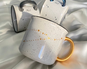 Taza del signo zodiacal Tauro: Regalo de cumpleaños personalizado, taza con diseño de constelación pintada a mano para fogata.