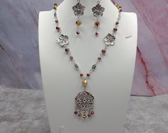 Hand Crafted Beaded Necklace Set, Summer Jewelry,Mom Gift