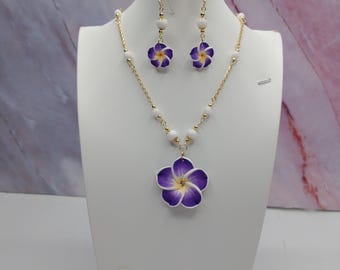 Hand Crafted Beaded Necklace Set, Matching Earrings