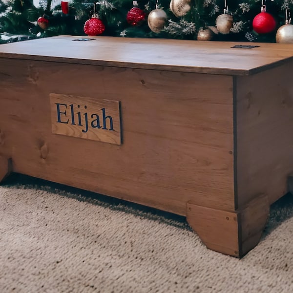Personalized Solid Wood Toy Chest, Handmade Toy Box Storage Chest, Large Sewing Box Personalized with Name, Wooden Toy Box Simple Design