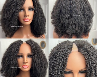 Type 4b 4c Kinky Coily V Part Wig 170% Human Hair Wig For black women