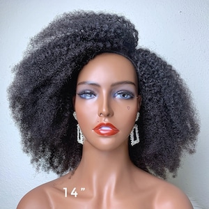 Type 4 Human Hair Afro Kinky Curly Flip Over Half Wig. Versatile Human Hair Half Wig