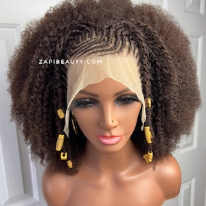 12” Nubian Queen Cornrow 4b 4c 13x4 Frontal Wig 300% Density