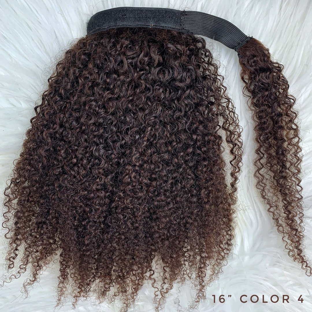 Afro Kinky Curly Human Hair Ponytail Wrap Extension, Type 4 Hair ...