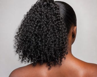 3c 4a Kinky Curly Hair Ponytail 12” for black women.