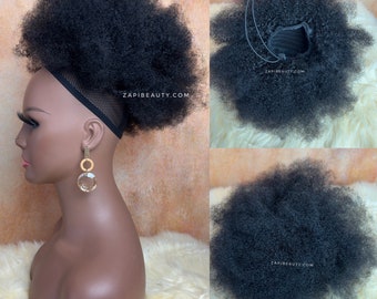 12” 4b 4c Kinky Coily Drawstring Puff Extension för svarta kvinnor. Kort Afro Puff Drawstring 100g