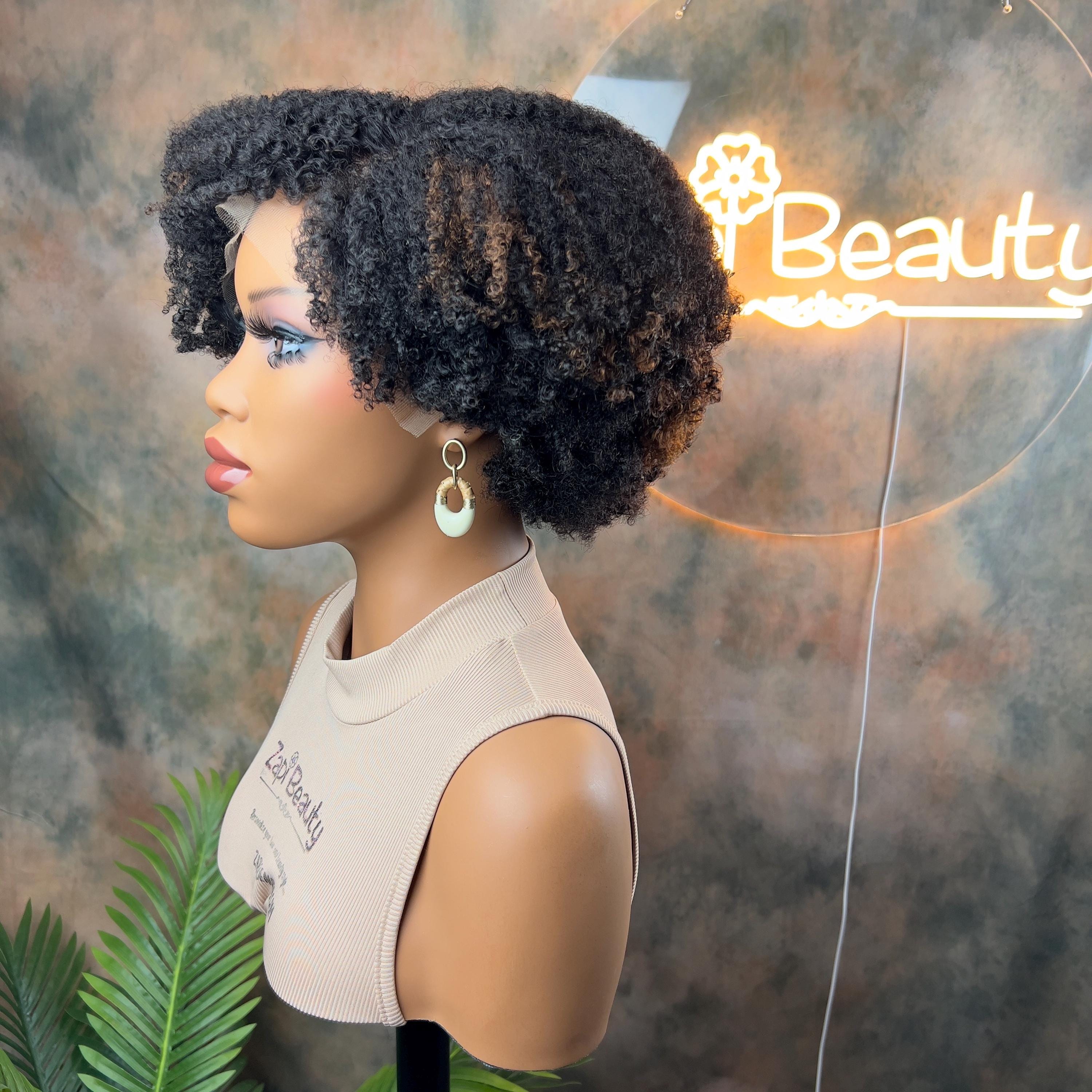 Kiki_Fei Tapered Cut Short Kinky Coily 4b 4c 13x4 Frontal Human Hair