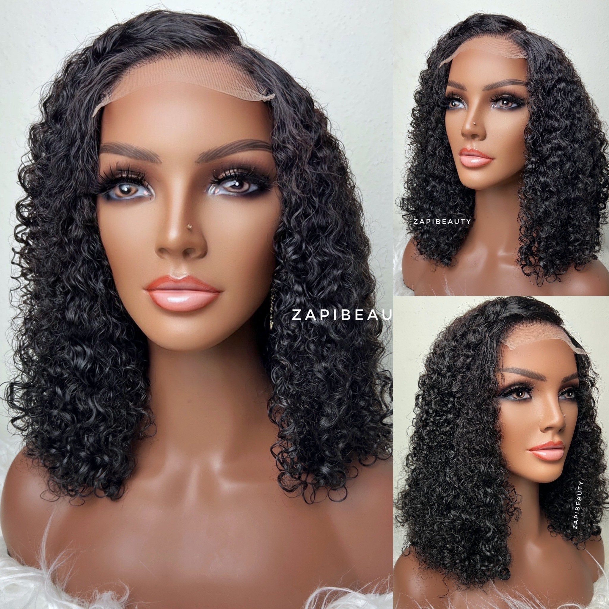 SDD Pixie Curl Human Hair 4x4 Closure Wig, Curly Human Hair Wig for Black  Women. 