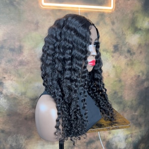 Raw Indo Curly V-Part Wig 20”| Natural Black, 250 Density, Glueless & Ready to Wear | Deep 4” V Part Wig | Indonesian Hair