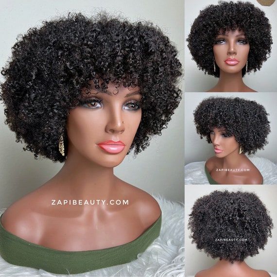 Short Kinky Curly Fake Scalp Wig. 100% Human Hair - Etsy Short Kinky Curly Fake Scalp Wig. 100% Human Hair - Etsy