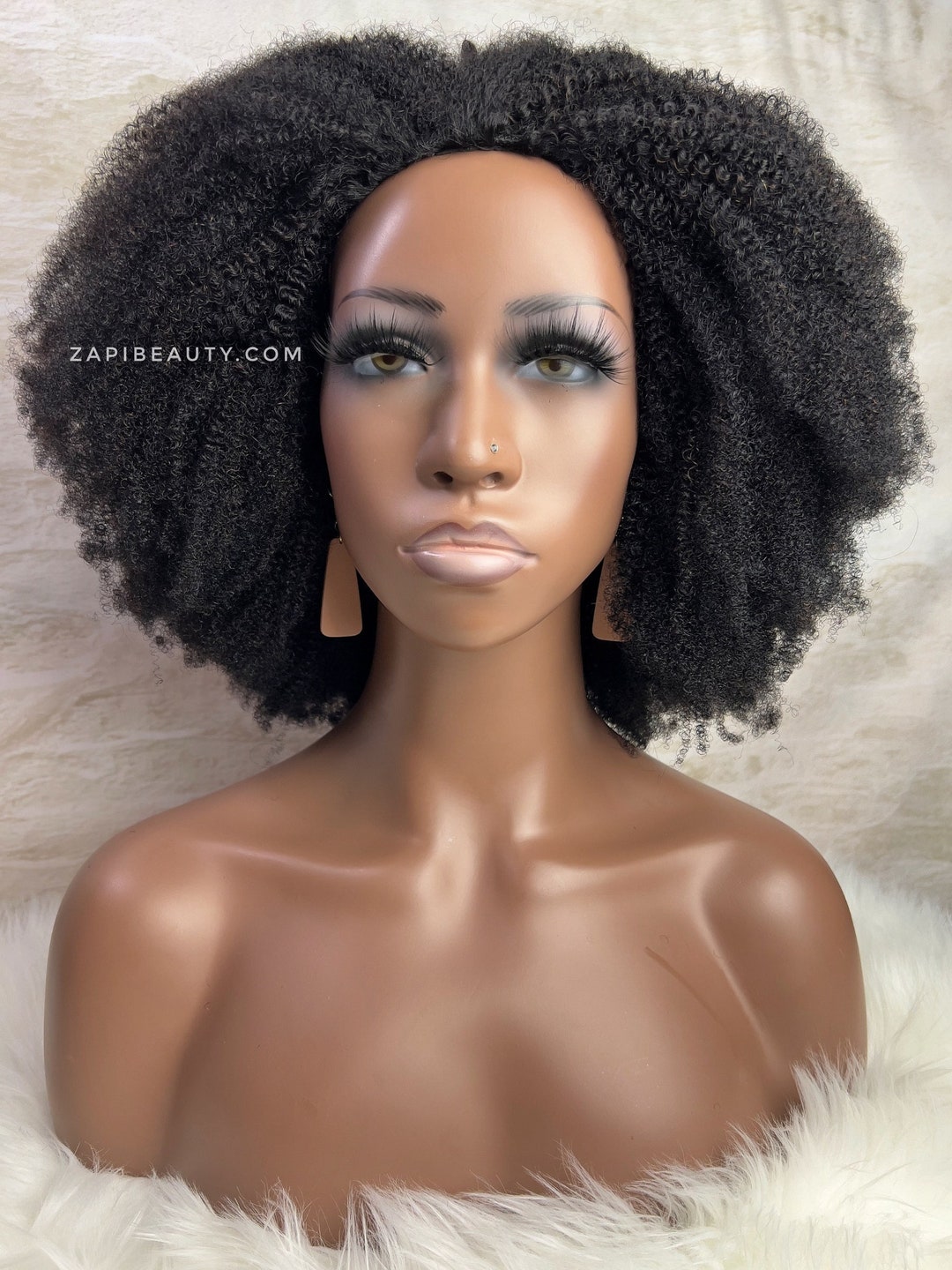 3in1 4C Coily Human Hair Half Wig 18