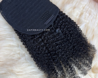 12” 4b 4c Kinky Coily Drawstring Extension for black women. Short Afro Puff 100g