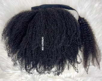 4b 4c Ponytail Hair Puff Extension, Afro Kinky Human Hair Ponytail for 4b 4c Kinky Coily.