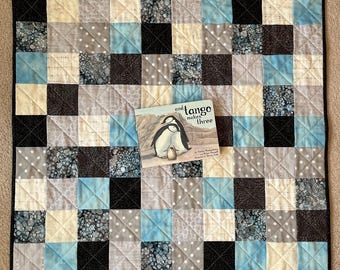 Handmade Quilt: Child Size (30"x38") And Tango Makes Three banned book inspired