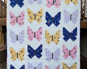 Handmade Butterfly Quilt - 51" x 60"