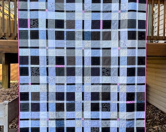 Handmade Black & White Quilt (63"x80")