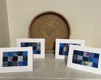 Handmade Quilt Greeting Cards - 5"x7" - Set of 4