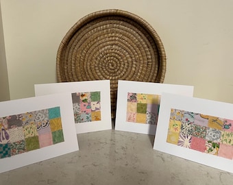 Handmade Quilt Greeting Cards - 5"x7" - Set of 4