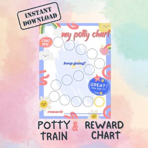 Potty Training and Reward Chart, Sticker Chart, Goal Setting, Potty Train Chart, Goal Chart for Kids