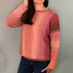 Crochet Sweater Pattern PDF, Crochet Striped Pullover Pattern, Video Tutorial, Easy Beginner Crochet Sweater, Traveler&#39;s Sunrise Sweater