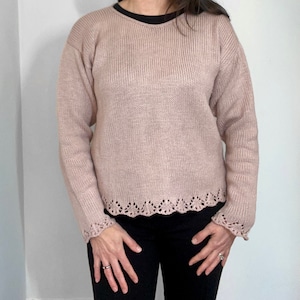 Machine Knit Sweater Pattern PDF, XS - 5X, Long Sleeve, Lace, Single Bed, Bed Flat, Mid Gauge, Video Tutorial, Winter in the City Pullover