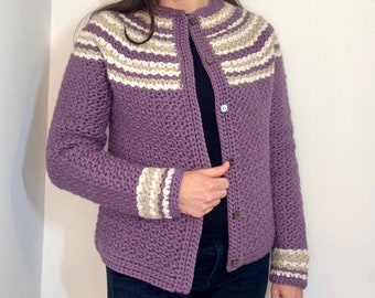 Bulky Wool Crochet Cardigan Pattern, Snap Buttons (PDF Pattern)